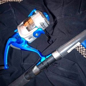 Fishing rod silver and blue